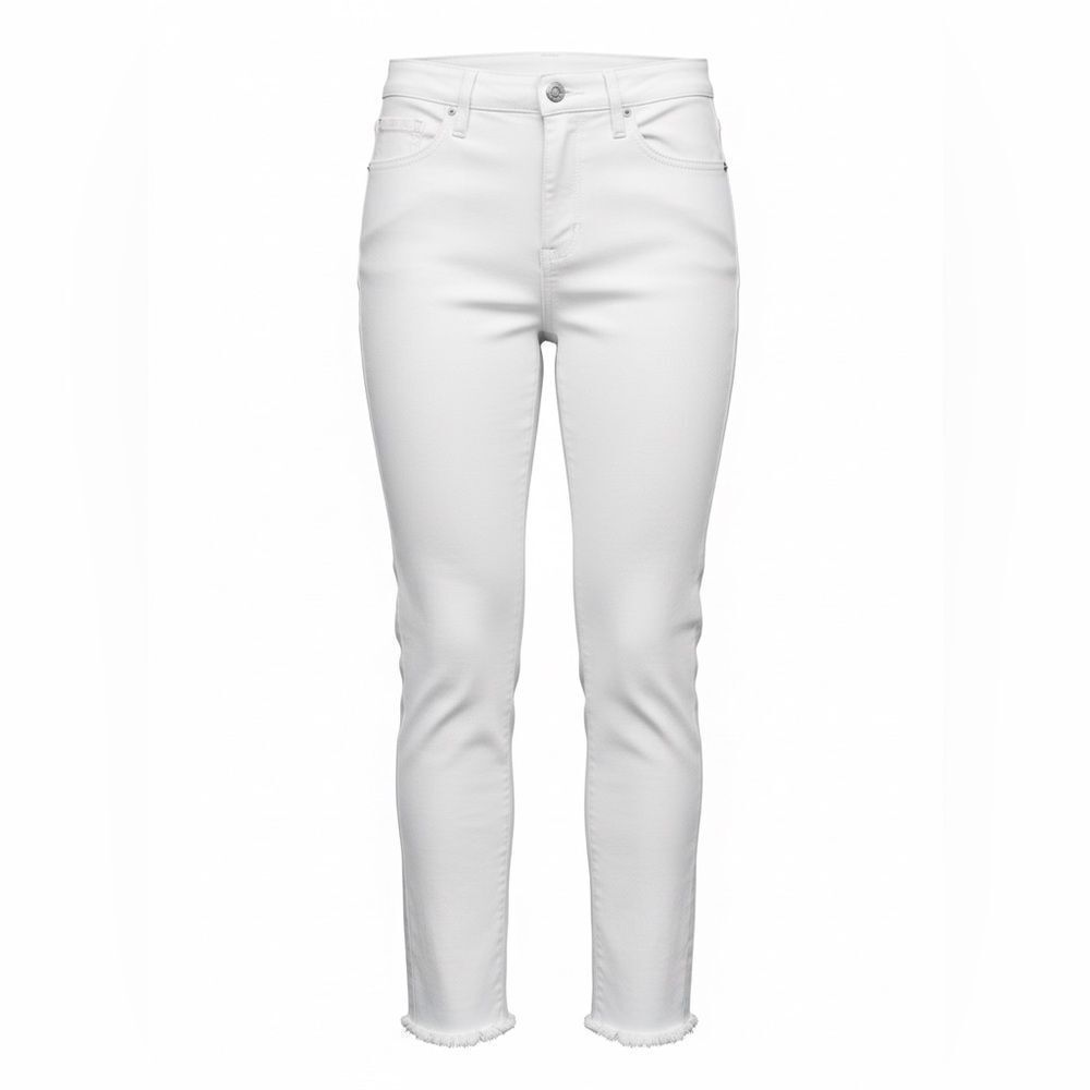 J Jill Women's White Jeans frayed bottoms size 10